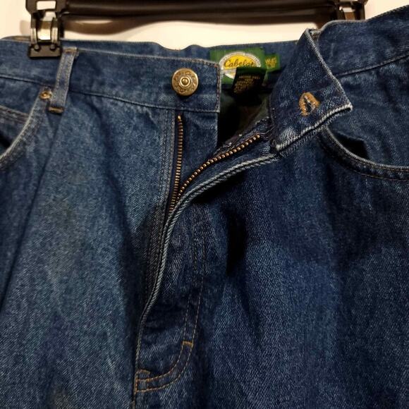 Cabelas Flannel Lined Plaid Jeans Denim Mens Pants Work Used Size 40 Inseam 30.5 - Picture 5 of 11